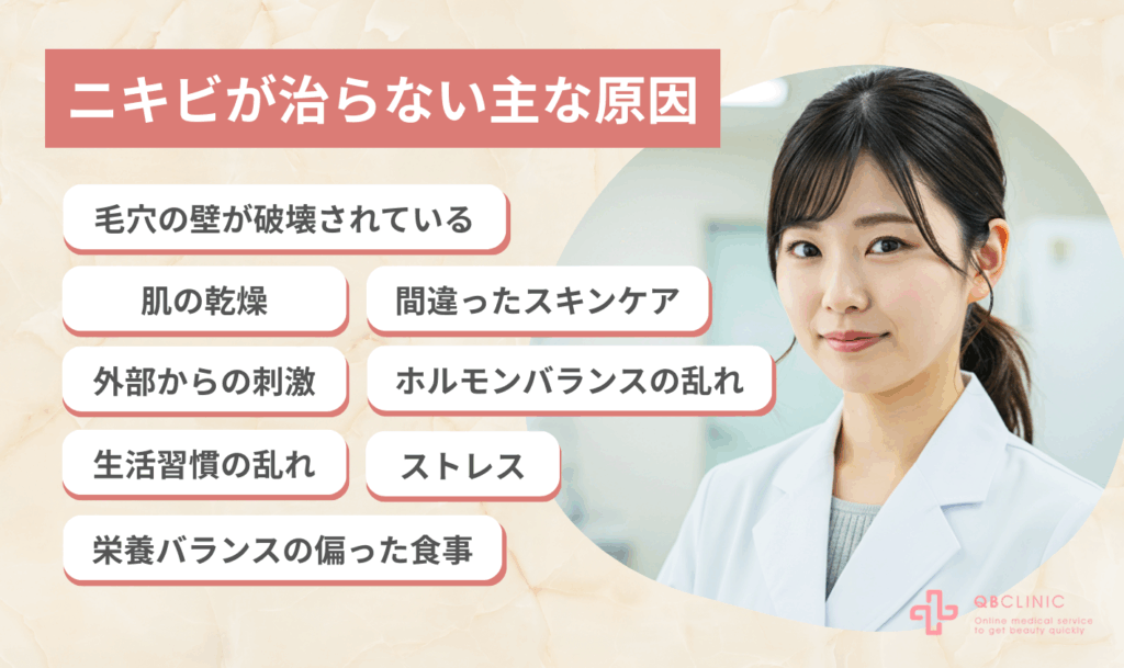 ニキビが治らない主な原因